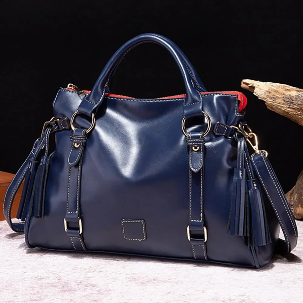 Women Hobo Tote Purse Handbag Faux Leather Top-handle Shoulder Bag with Tassel Pendant