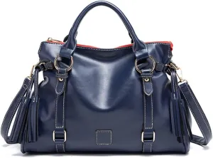 Women Hobo Tote Purse Handbag Faux Leather Top-handle Shoulder Bag with Tassel Pendant