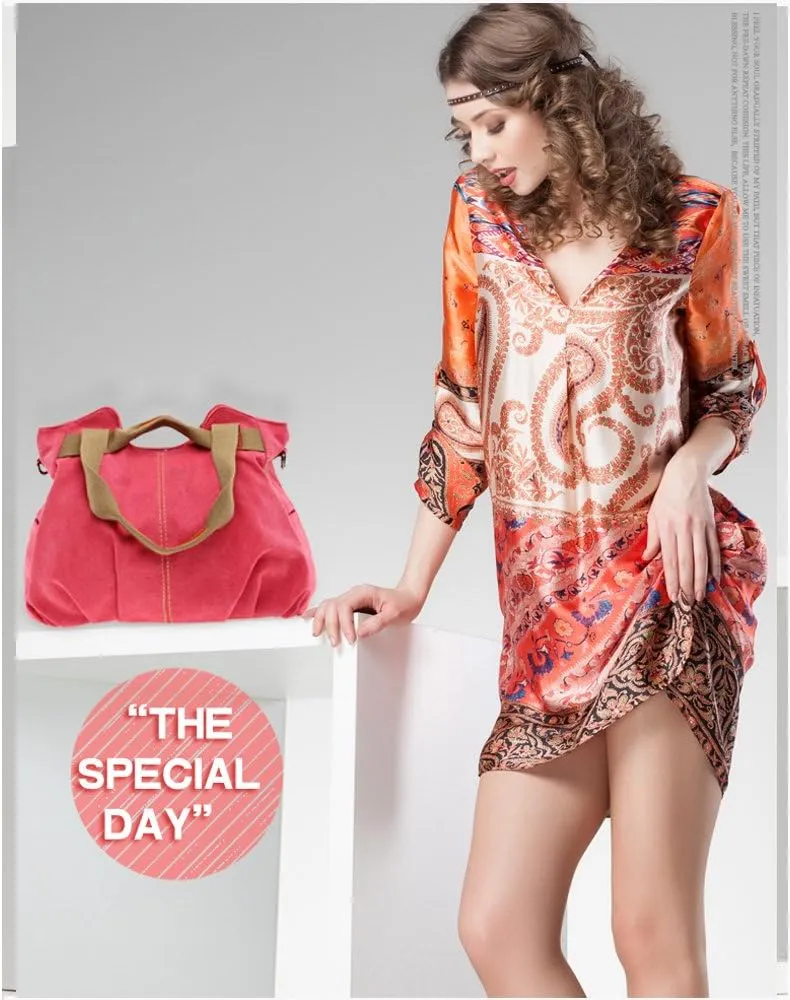 Women Ladies Bags Vintage Hobo Canvas Daily Purse Shoulder Tote Shopper Handbag
