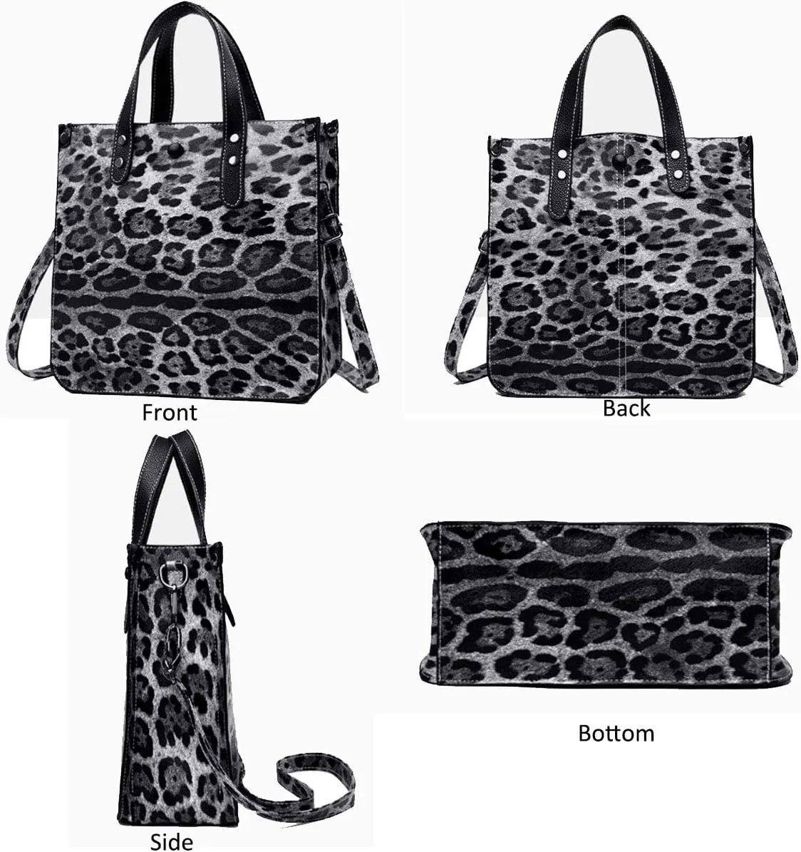 Women Leopard Animal Print PU Leather Handbag Lady Shoulder Bags Tote Purse Messenger Satchel Hobo Bags 2PCS/Set