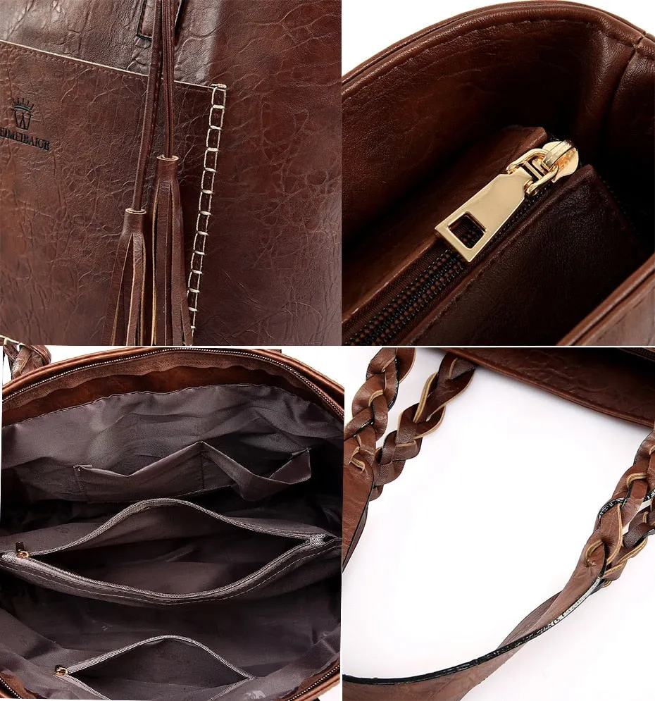 Women Tassel Handbag Luxury Oil Bolsa Feminina Designer Knitting Shoulder Bag
