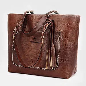 Women Tassel Handbag Luxury Oil Bolsa Feminina Designer Knitting Shoulder Bag