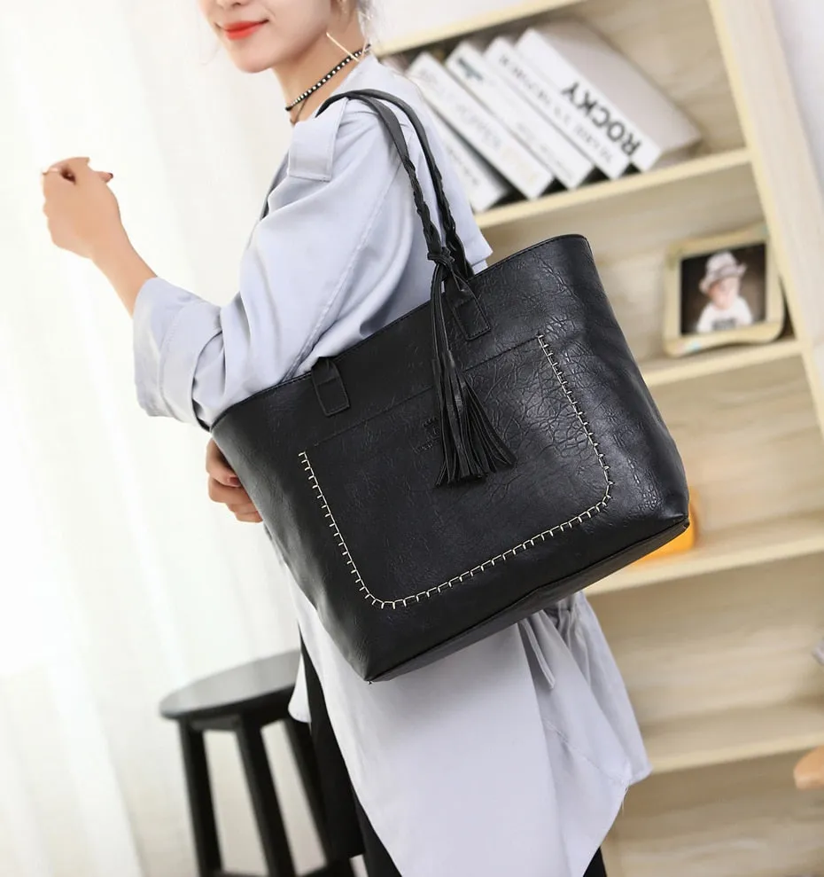 Women Tassel Handbag Luxury Oil Bolsa Feminina Designer Knitting Shoulder Bag