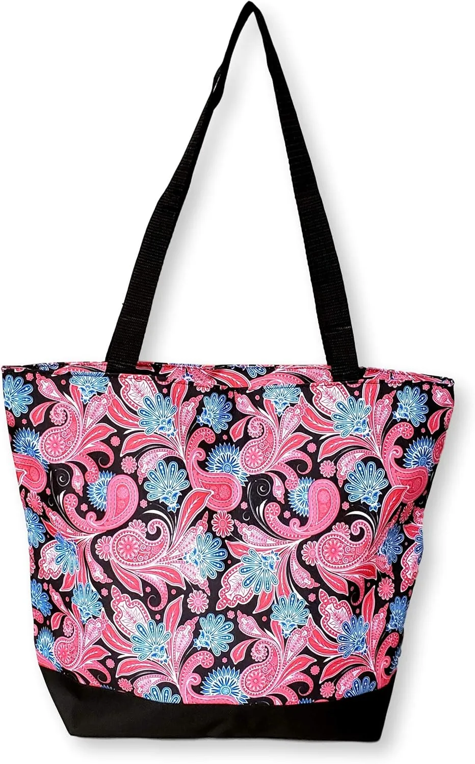 Women Teen Fashion Print Lined Top Zipper Tote Bag Handbag with Solid Top - Can be Personalized
