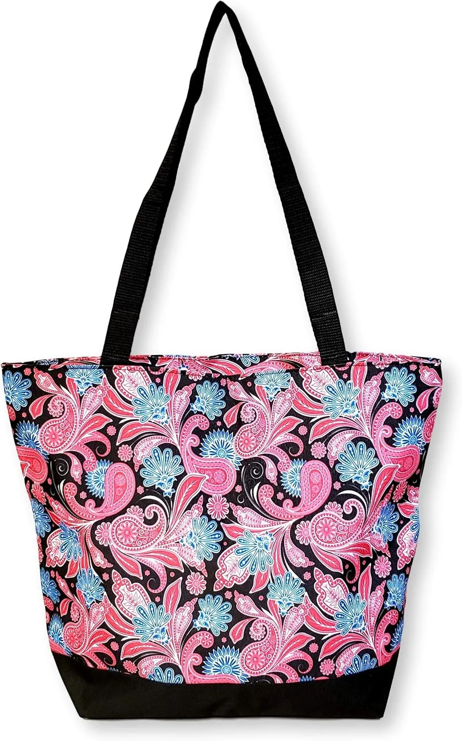 Women Teen Fashion Print Lined Top Zipper Tote Bag Handbag with Solid Top - Can be Personalized