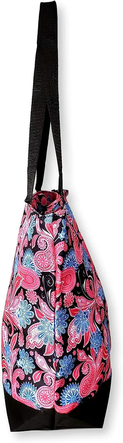 Women Teen Fashion Print Lined Top Zipper Tote Bag Handbag with Solid Top - Can be Personalized