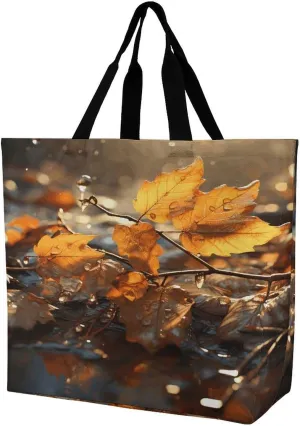 Women's Large-capacity Shoulder Shopping Bag Reusable Foldable Shopping Bags Autumn Leaves Beach Bag