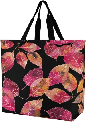 Women's Large-capacity Shoulder Shopping Bag Reusable Foldable Shopping Bags Bright Red Leaves Beach Bag