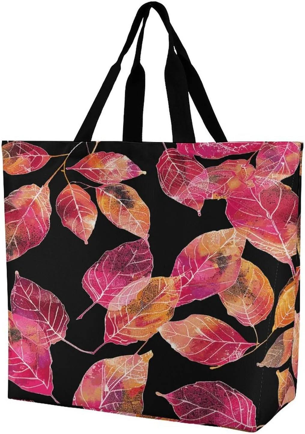 Women's Large-capacity Shoulder Shopping Bag Reusable Foldable Shopping Bags Bright Red Leaves Beach Bag