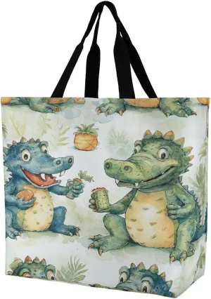 Women's Large-capacity Shoulder Shopping Bag Reusable Foldable Shopping Bags Crocodile Friends Beach Bag