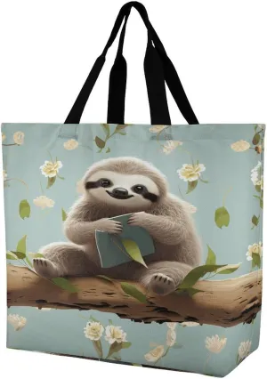Women's Large-capacity Shoulder Shopping Bag Reusable Foldable Shopping Bags Cute Sloths Beach Bag