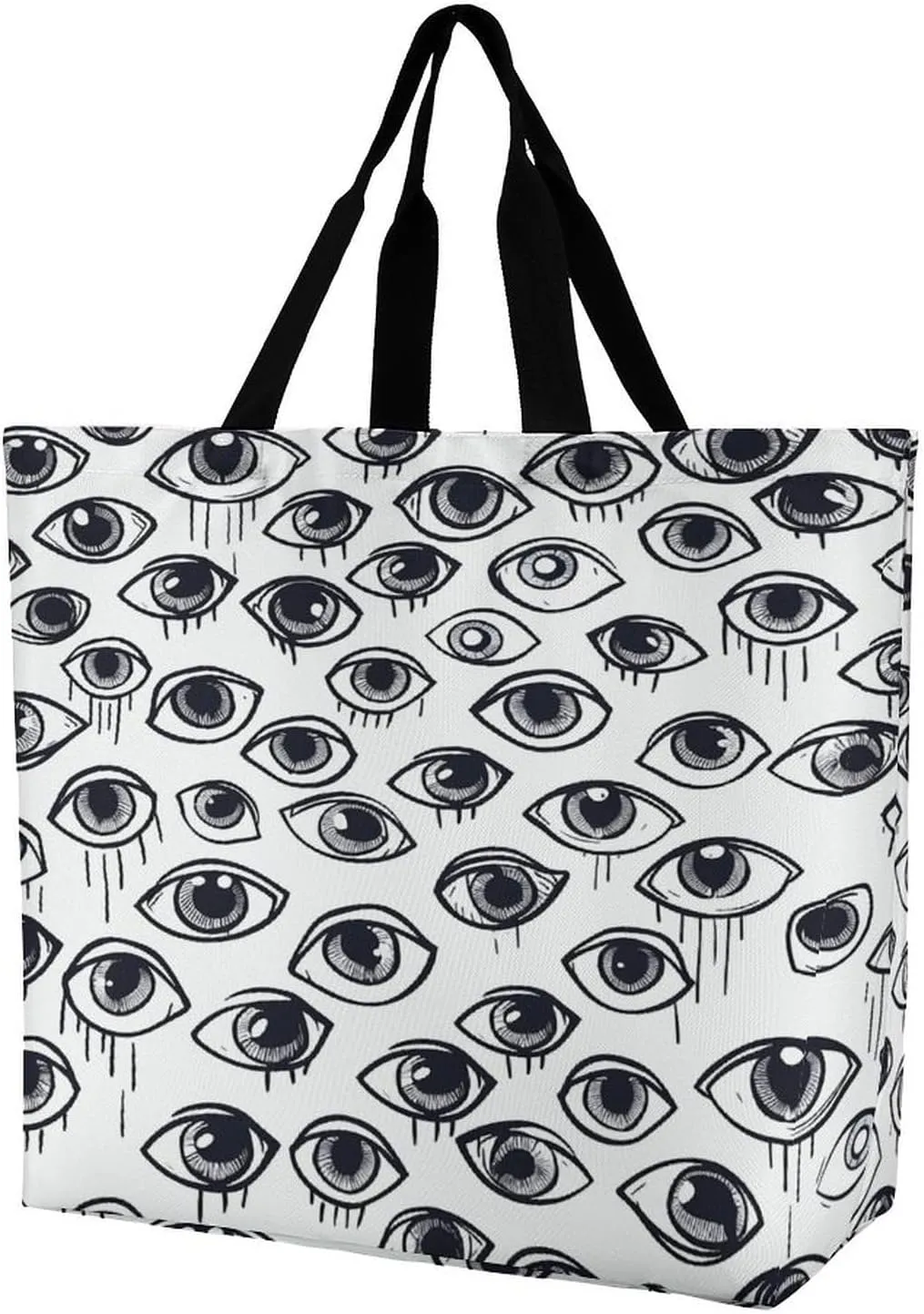 Women's Large-capacity Shoulder Shopping Bag Reusable Foldable Shopping Bags Eyeball Line Pattern Beach Bag