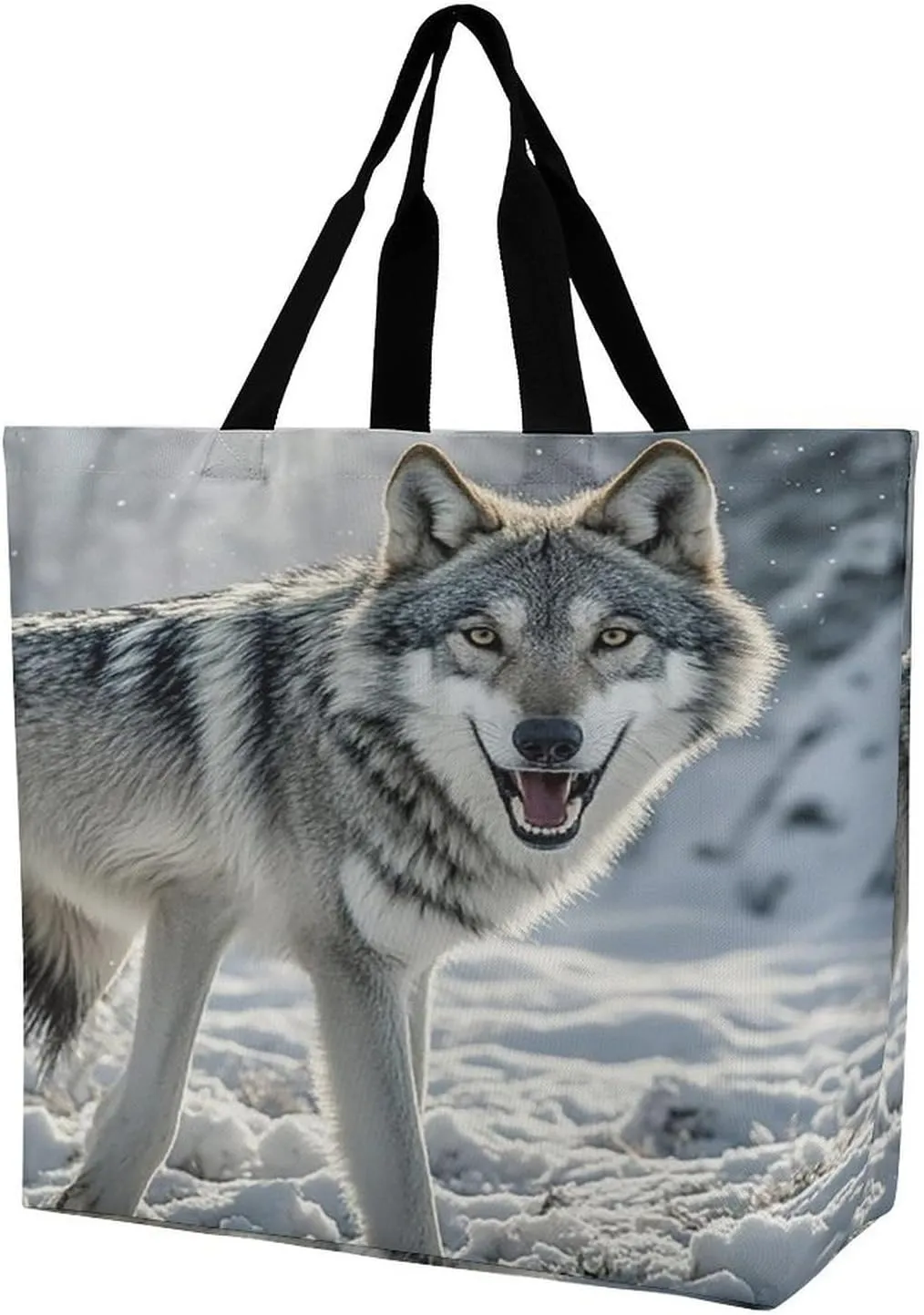 Women's Large-capacity Shoulder Shopping Bag Reusable Foldable Shopping Bags Howling Wolf Beach Bag