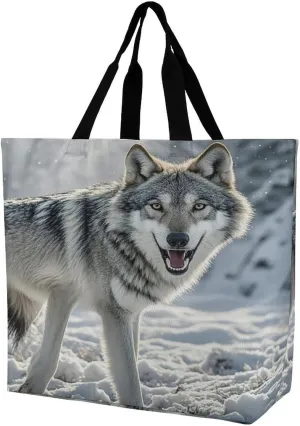Women's Large-capacity Shoulder Shopping Bag Reusable Foldable Shopping Bags Howling Wolf Beach Bag