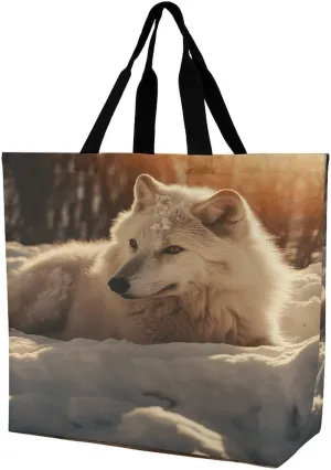 Women's Large-capacity Shoulder Shopping Bag Reusable Foldable Shopping Bags Lying in The Snow Beach Bag