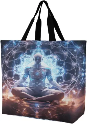 Women's Large-capacity Shoulder Shopping Bag Reusable Foldable Shopping Bags Meditation Energy Beach Bag
