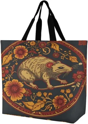 Women's Large-capacity Shoulder Shopping Bag Reusable Foldable Shopping Bags New Year Sign with Beach Bag