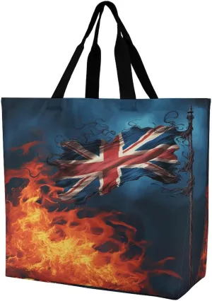 Women's Large-capacity Shoulder Shopping Bag Reusable Foldable Shopping Bags Painted Flag Beach Bag