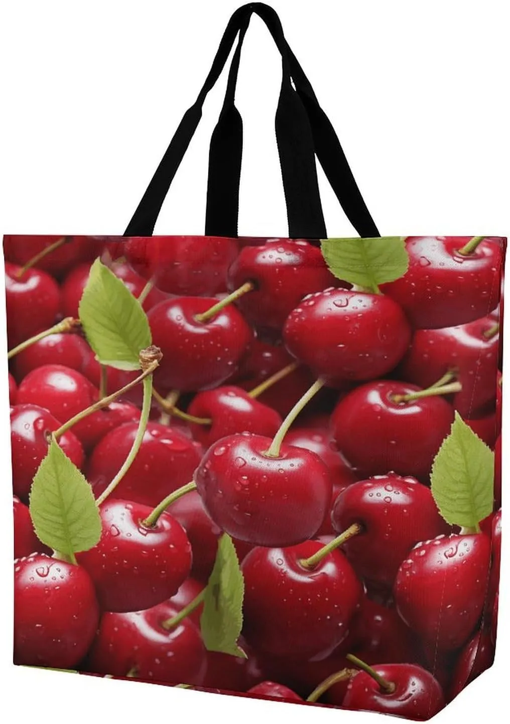 Women's Large-capacity Shoulder Shopping Bag Reusable Foldable Shopping Bags Red Cherries Beach Bag