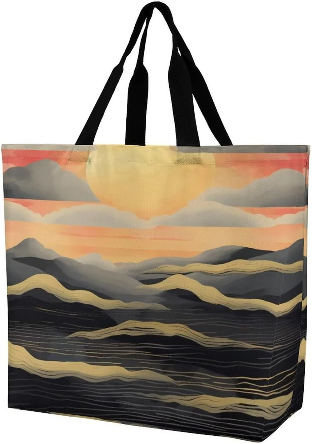 Women's Large-capacity Shoulder Shopping Bag Reusable Foldable Shopping Bags Sunset Beach Bag