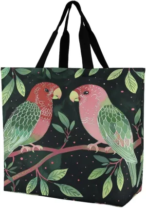 Women's Large-capacity Shoulder Shopping Bag Reusable Foldable Shopping Bags Two Birds on The Branch Beach Bag
