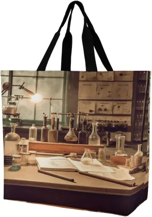 Women's Large-capacity Shoulder Shopping Bag Reusable Foldable Shopping Bags Vintage Chemistry Lab Beach Bag