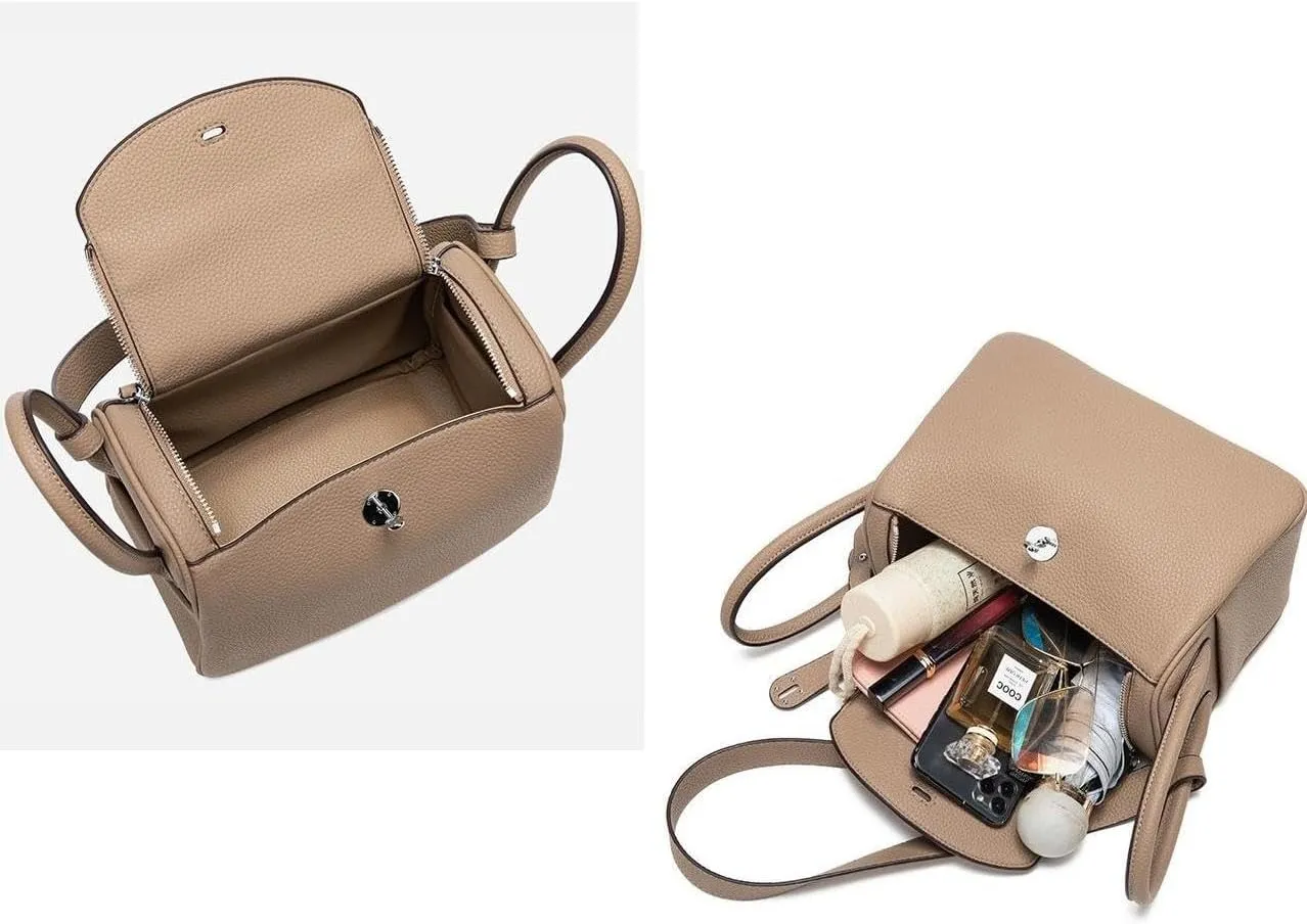 Women's Lychee Print Handbags Commuter Shoulder Bags Pillow Crossbody Bag Lock Purses