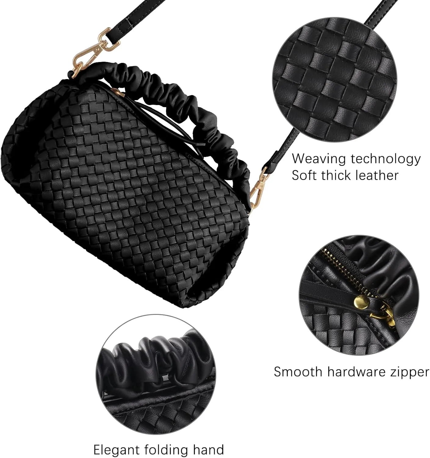 Women's Small Vegan Leather Tote Bag - Compact Woven Shoulder Purse for Daily Use, Retro Handmade Mini Bag