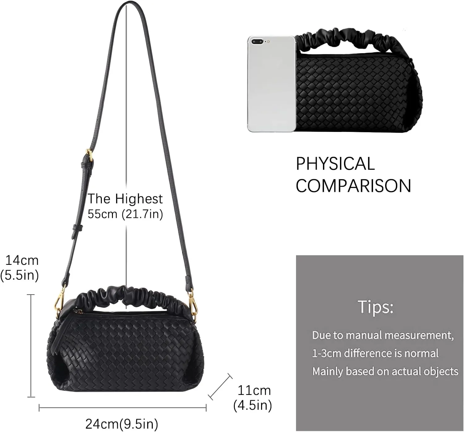 Women's Small Vegan Leather Tote Bag - Compact Woven Shoulder Purse for Daily Use, Retro Handmade Mini Bag