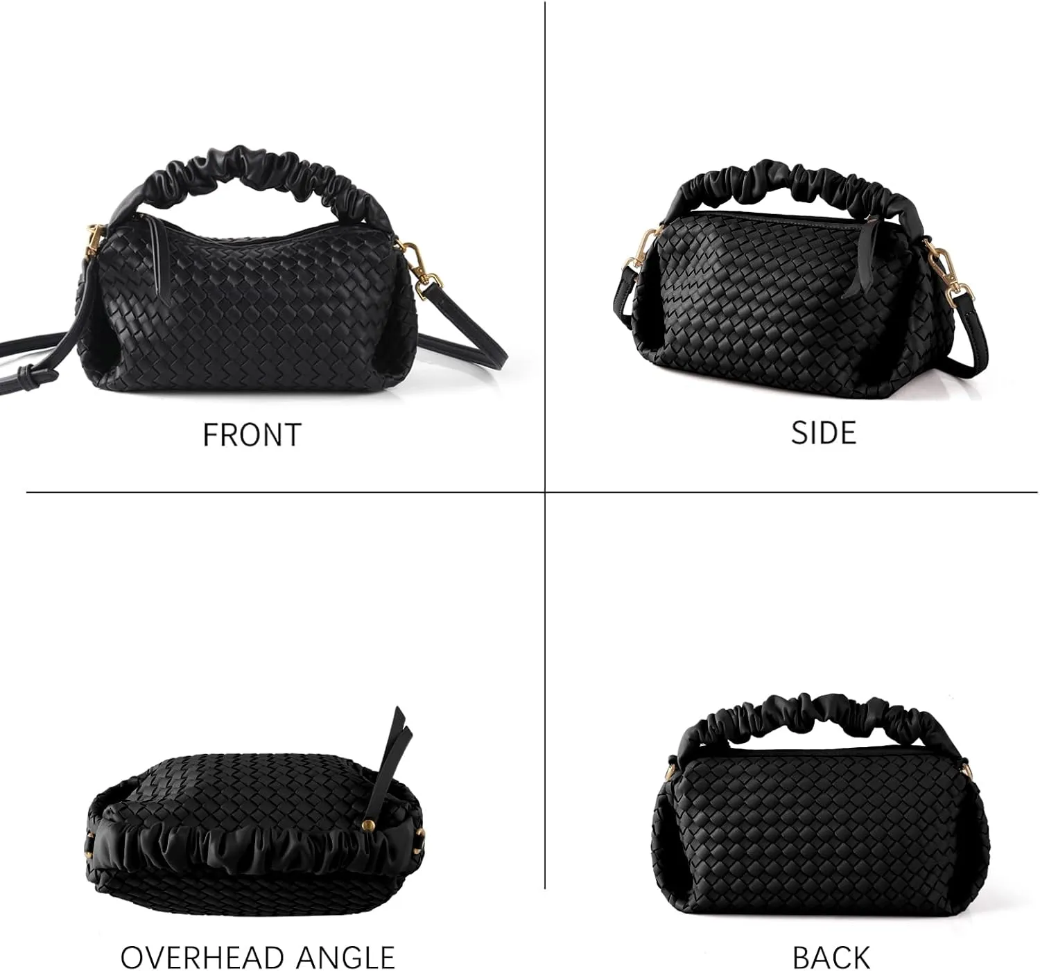 Women's Small Vegan Leather Tote Bag - Compact Woven Shoulder Purse for Daily Use, Retro Handmade Mini Bag