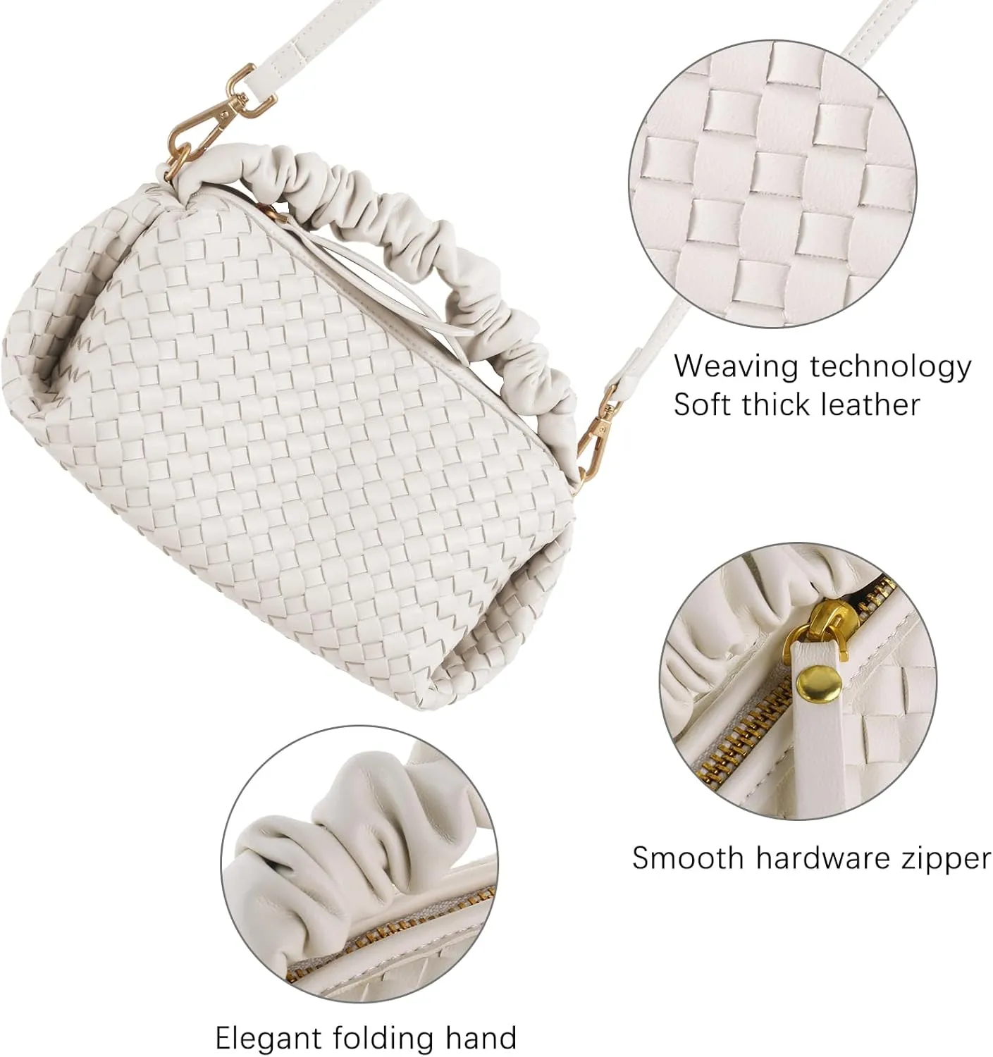 Women's Small Vegan Leather Tote Bag - Compact Woven Shoulder Purse for Daily Use, Retro Handmade Mini Bag