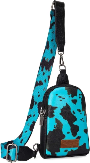 Wrangler Cow Print Crossbody Bags for Women Western Sling Bag with Adjustable Starp Cross Body Purse