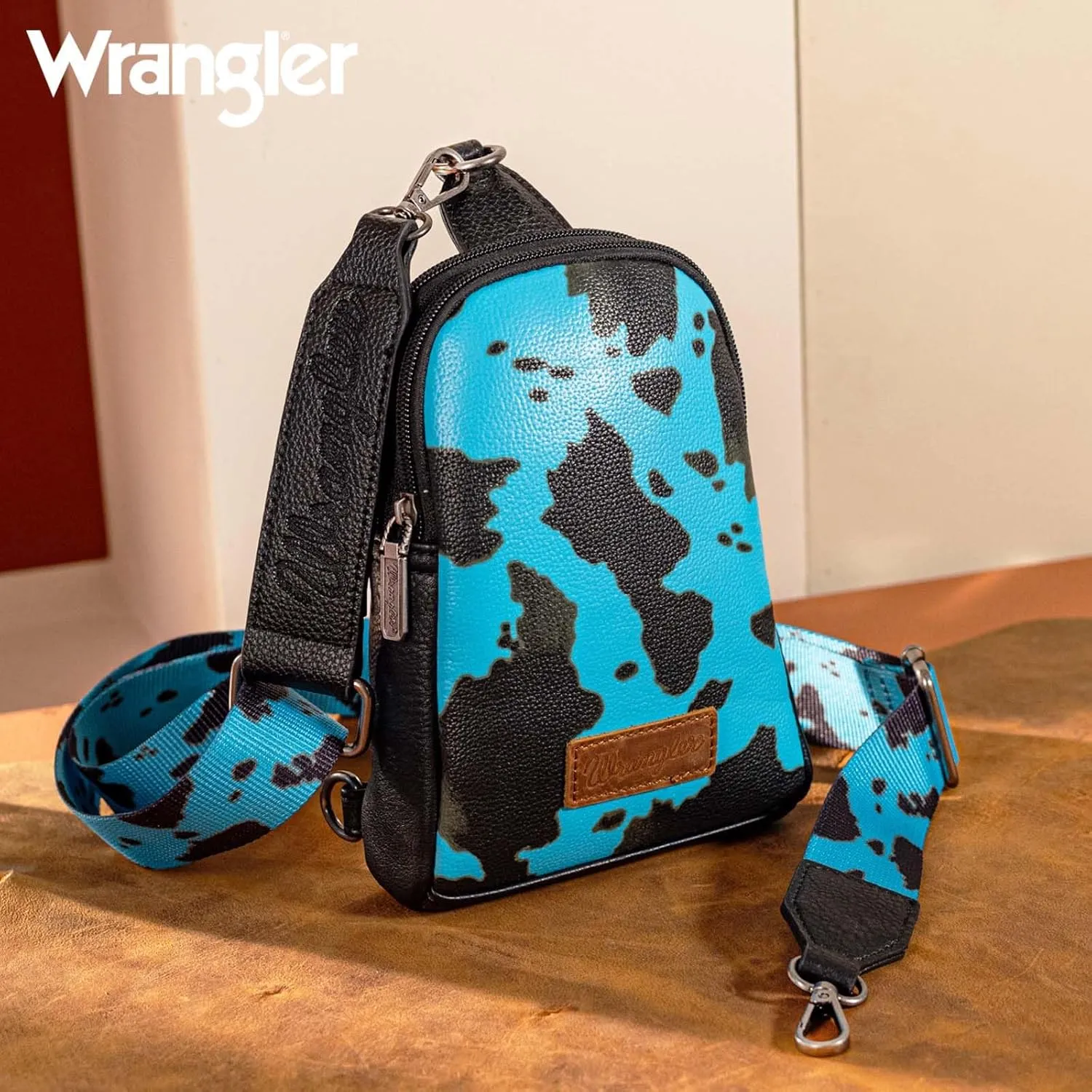 Wrangler Cow Print Crossbody Bags for Women Western Sling Bag with Adjustable Starp Cross Body Purse