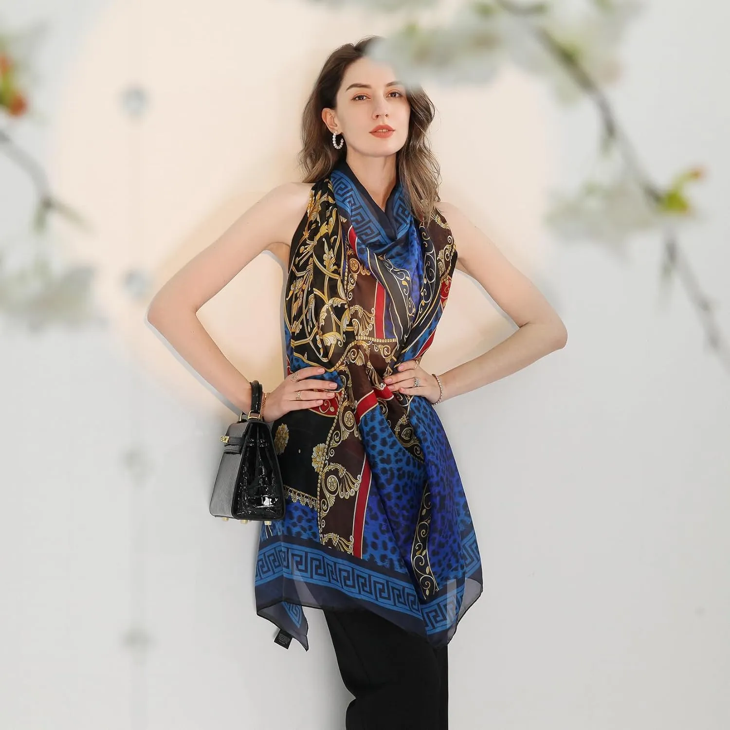 Xinmurffy Mulberry Silk Winter Travel Scarf for Women Lightweight Bandana Large Pashmina Shawls and Wraps for Evening Dresses