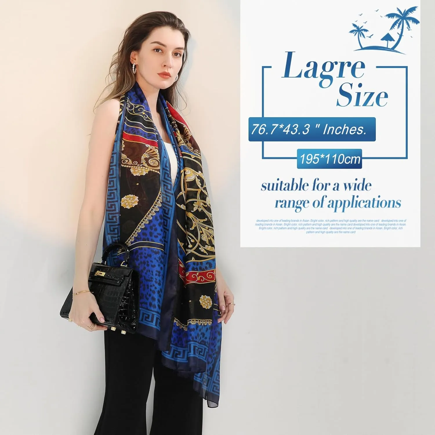 Xinmurffy Mulberry Silk Winter Travel Scarf for Women Lightweight Bandana Large Pashmina Shawls and Wraps for Evening Dresses