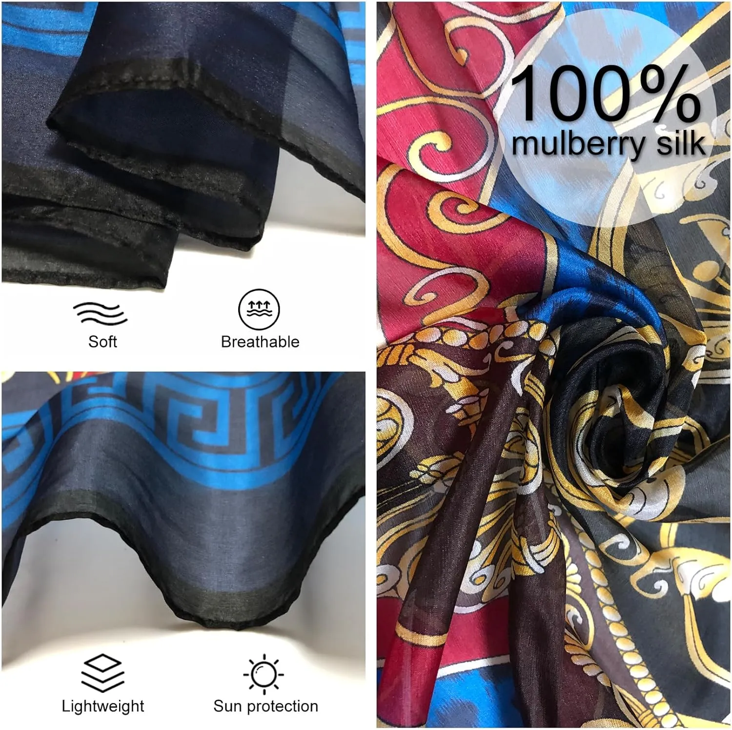 Xinmurffy Mulberry Silk Winter Travel Scarf for Women Lightweight Bandana Large Pashmina Shawls and Wraps for Evening Dresses