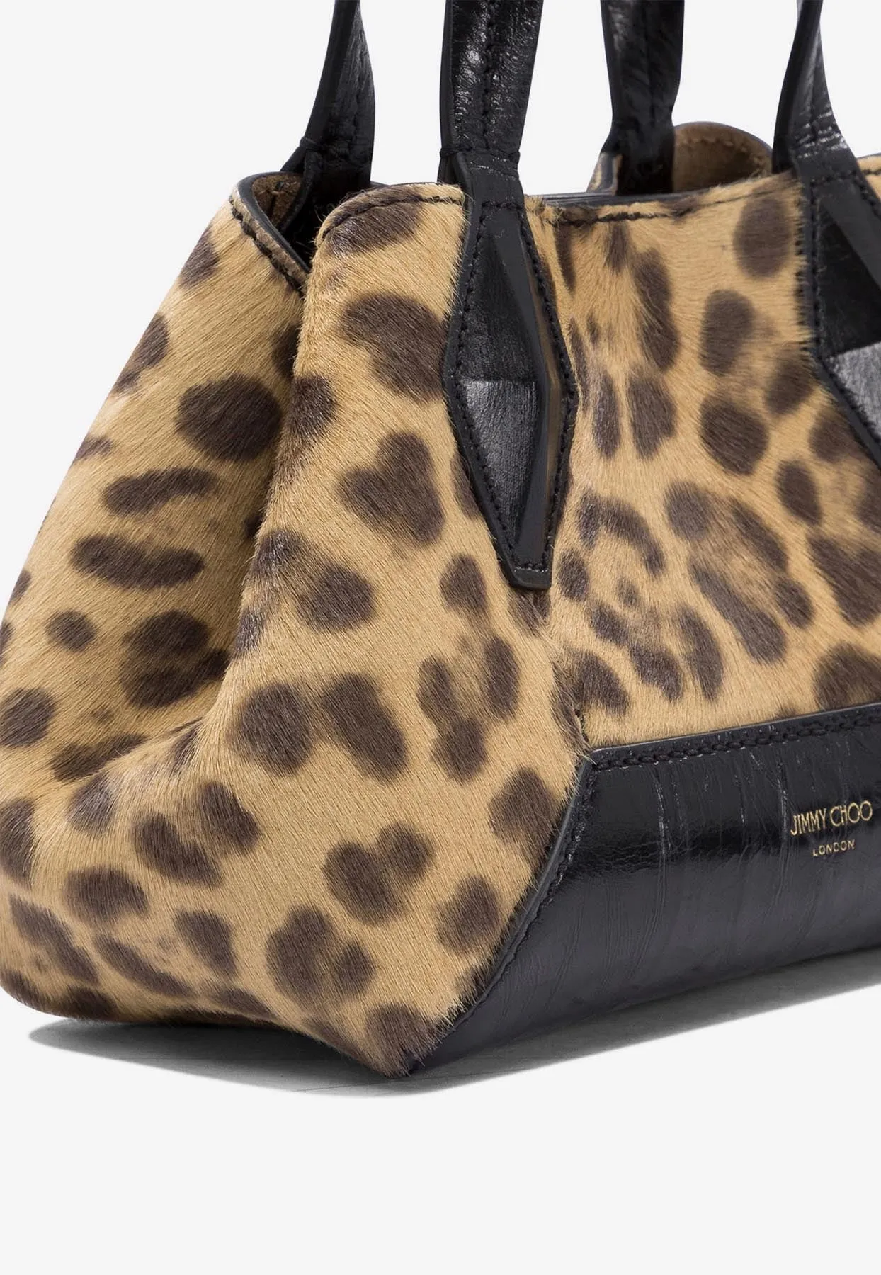 XS Diamond Leopard Print Leather Tote Bag