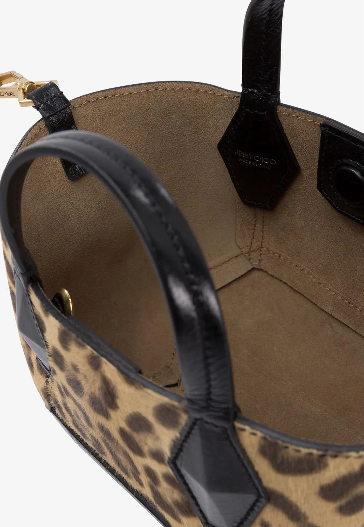 XS Diamond Leopard Print Leather Tote Bag
