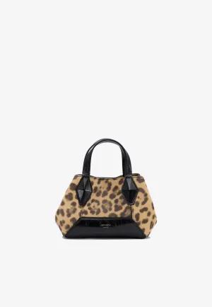 XS Diamond Leopard Print Leather Tote Bag