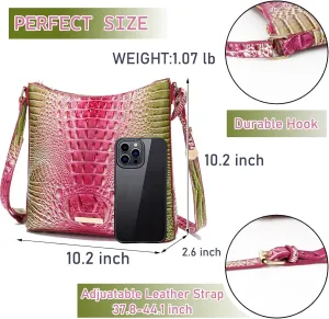 XXGJOALD-Shoulder Crocodile Flat Handbags for Women trendy Ladies Shoulder Bag Embossed Pattern Leather Crossbody Purse