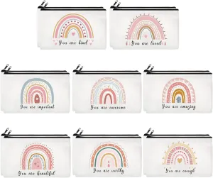 Yahenda 16 Pieces Cosmetic Makeup Bag Inspirational Zipper Pouch You Are Amazing Loved Beautiful Kind Pouch Inspirational Gifts for Women Nurse Teacher(Rainbow)
