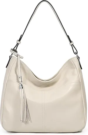 YALUXE Women's Genuine Leather Hobo Handbags Purses Shoulder Bags Crossbody Bags with Multiple Pockets