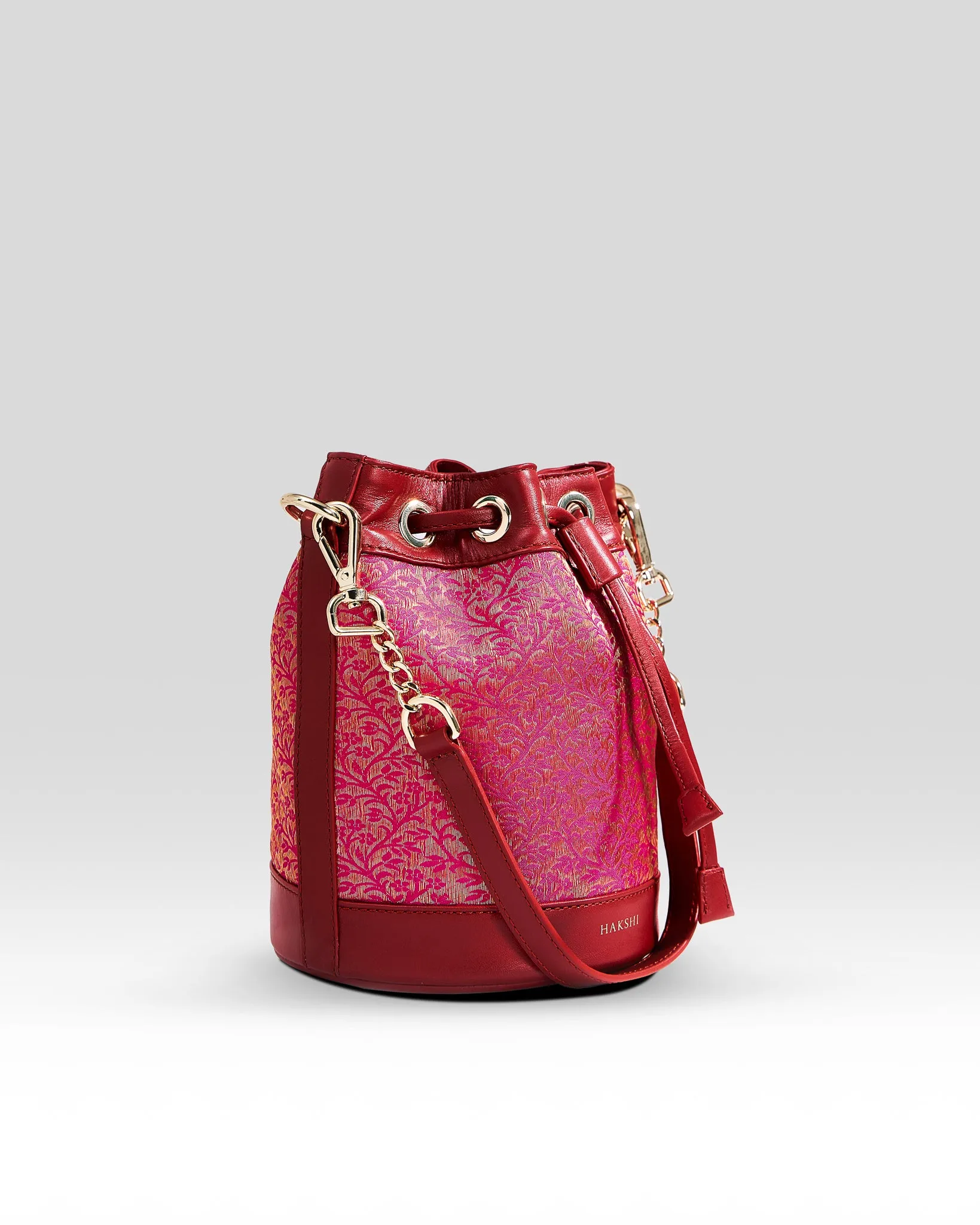 Yanay Kanchi Brocade Potli Bag Fushia Pink & Red