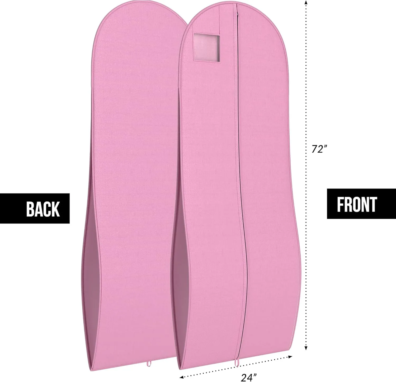 Your Bags Women’s Dress and Gown Garment Bag -72”x24” and 10” Tapered Gusset Prom Bags (Pink)