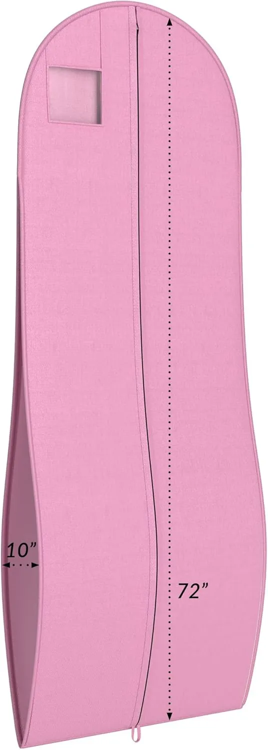 Your Bags Women’s Dress and Gown Garment Bag -72”x24” and 10” Tapered Gusset Prom Bags (Pink)