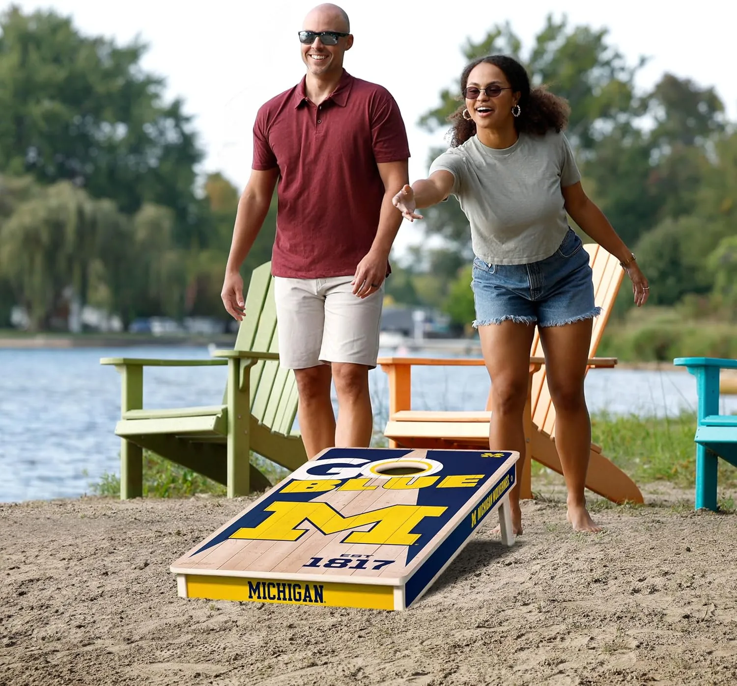 YouTheFan NCAA 2’ x 4’ Professional Wood Cornhole Game with Logo Bags