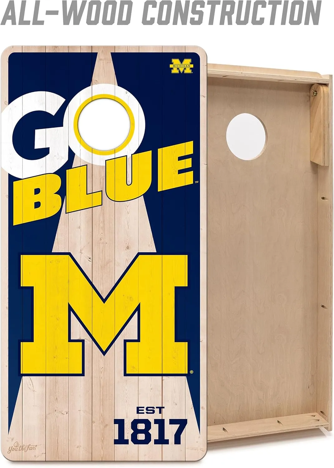 YouTheFan NCAA 2’ x 4’ Professional Wood Cornhole Game with Logo Bags