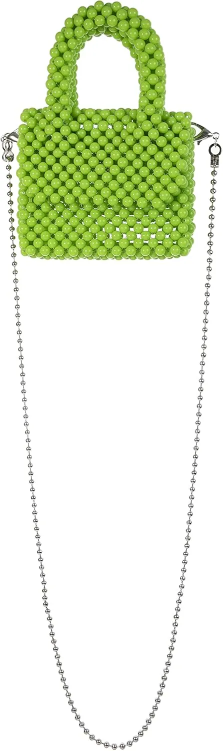 YUSHINY Acrylic Beaded Macaron Color Cube Box Bag Evening Handbag with Detachable Strap Chain