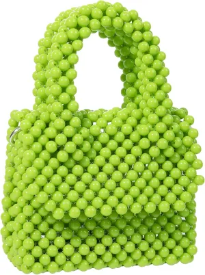 YUSHINY Acrylic Beaded Macaron Color Cube Box Bag Evening Handbag with Detachable Strap Chain