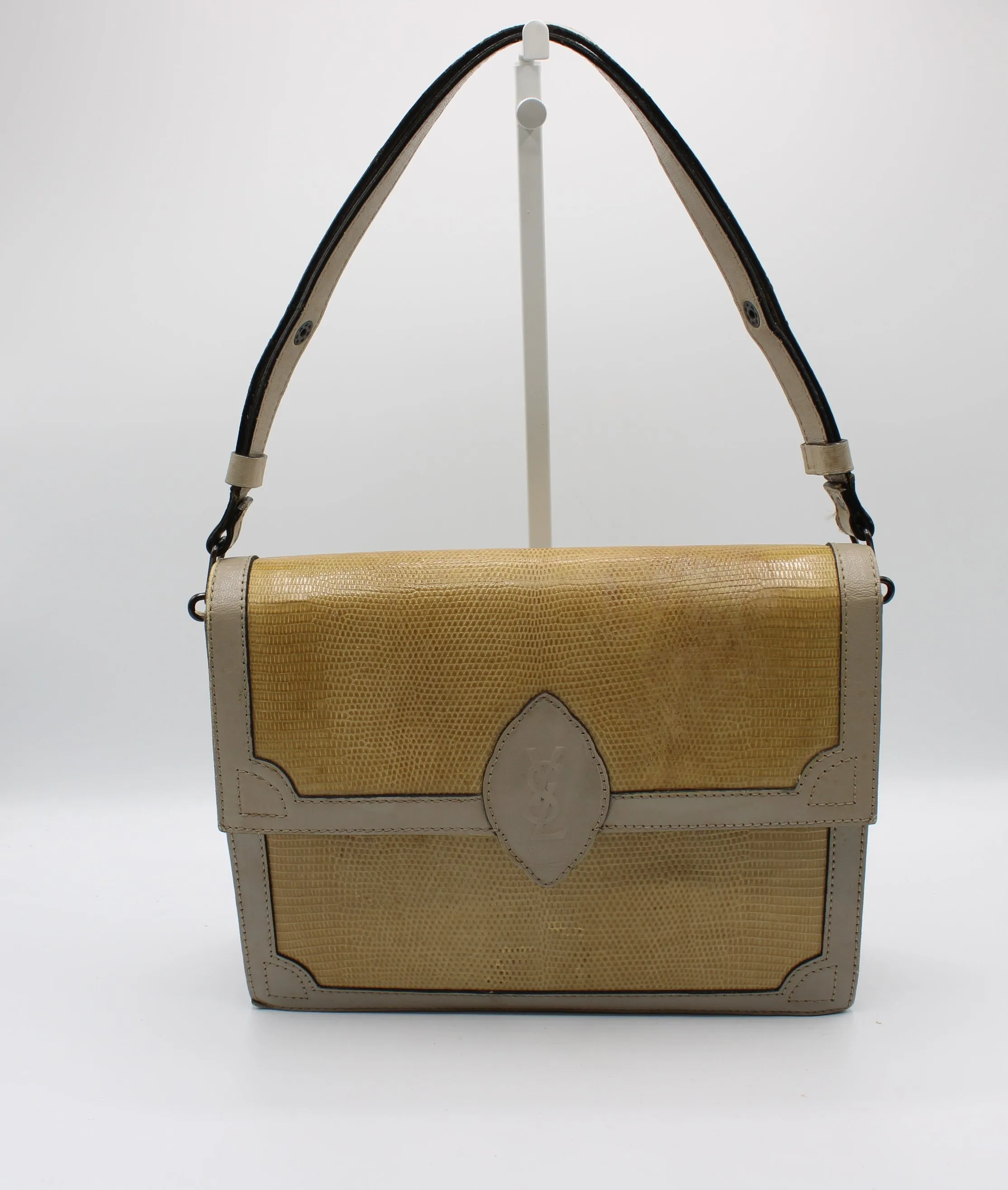 Yves Saint Laurent Beige Lizard Leather Shoulder Bag